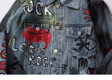 Load image into Gallery viewer, Let&#39;s Rock Skull Denim Jacket