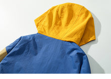 Load image into Gallery viewer, Vintage yellow patch style Hooded Windbreaker