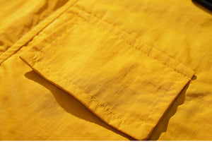 Vintage yellow patch style Hooded Windbreaker